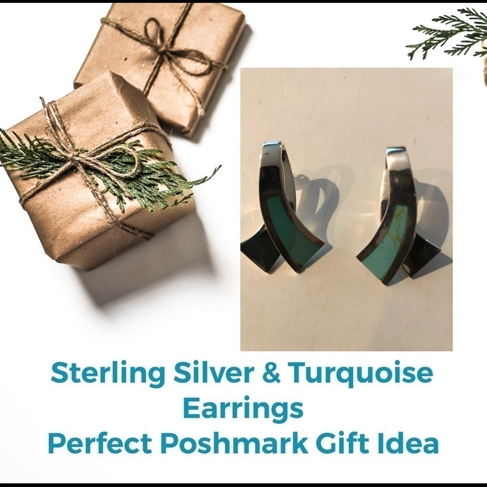 Mexican (.6 oz) SS 925 & Turquoise Earrings NWT Great Gift